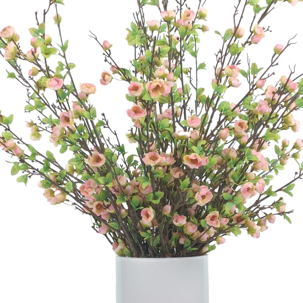 Pink Blossom Arrangement in White Cylinder Glass Vase