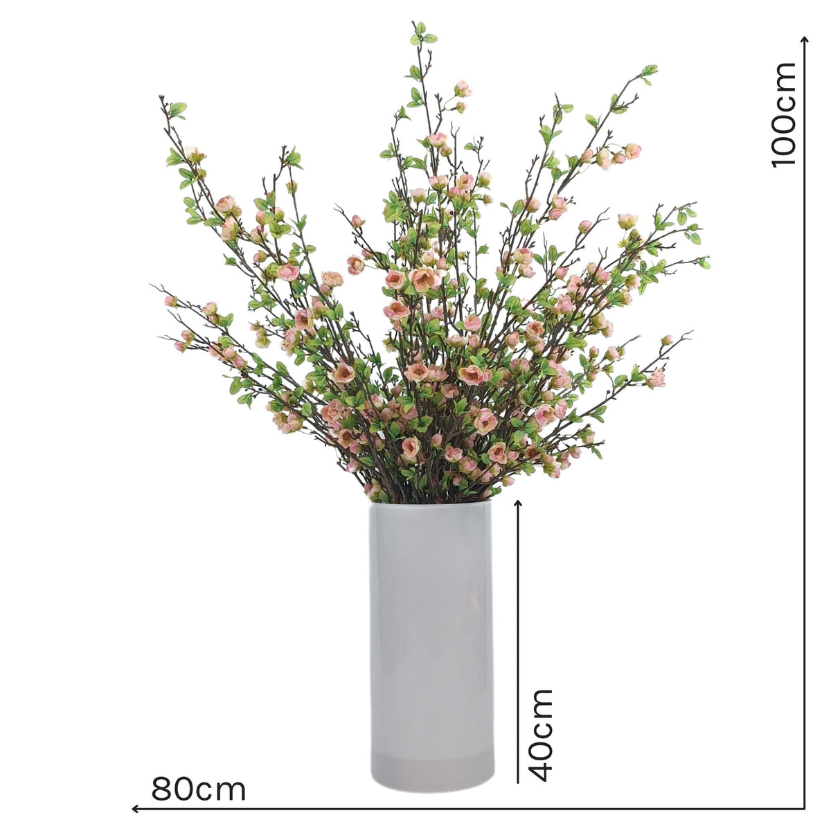 Pink Blossom Arrangement in White Cylinder Glass Vase