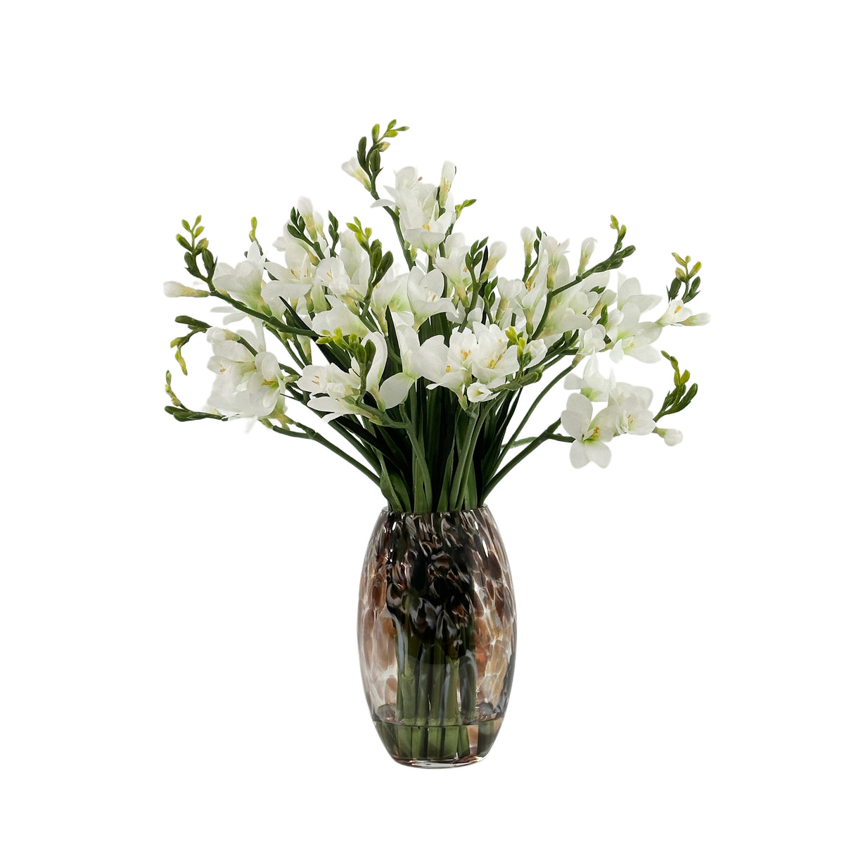 Freezia White Arrangement in Praque Art Vase