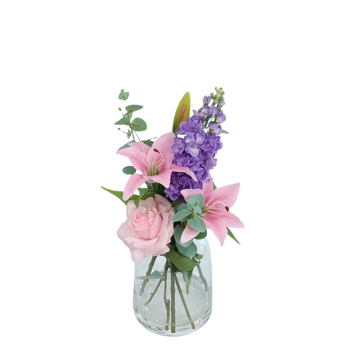 Rose Snapdragon Eucalyptus Mix SILK FLOWER Arrangement. Full view. Arrangements available from www.plantcouture.co.za