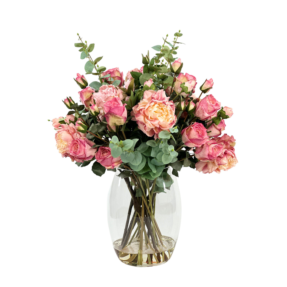 Faux Flower Arrangement with Pink Roses and Peonies
