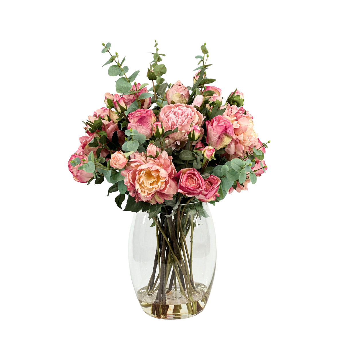 Silk Flower Arrangement with Pink Roses and Peonies