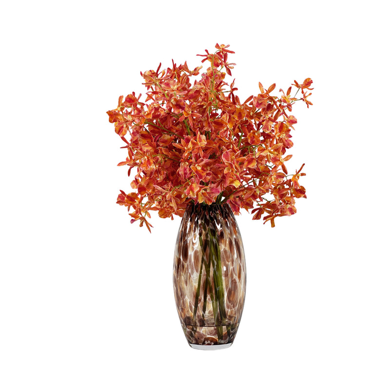Faux Oncidium Orchid in stunning Prague vase