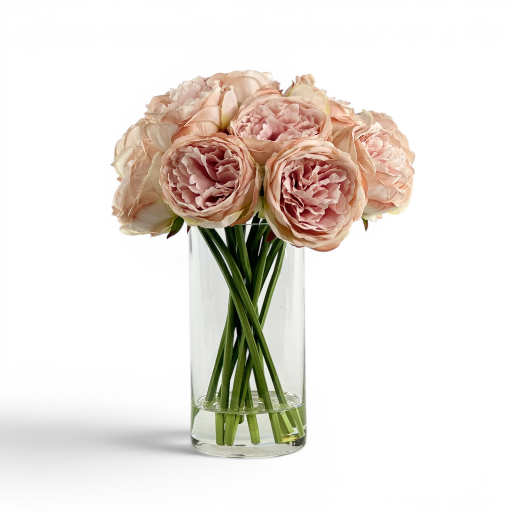 Peony Light Pink Arrangement in Glass Vase – Francisco Plant Couture