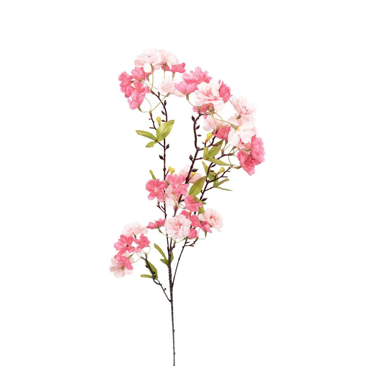 Dark and light pink cherry blossom silk flower stem. Artificial silk flowers available from www.plantcouture.co.za