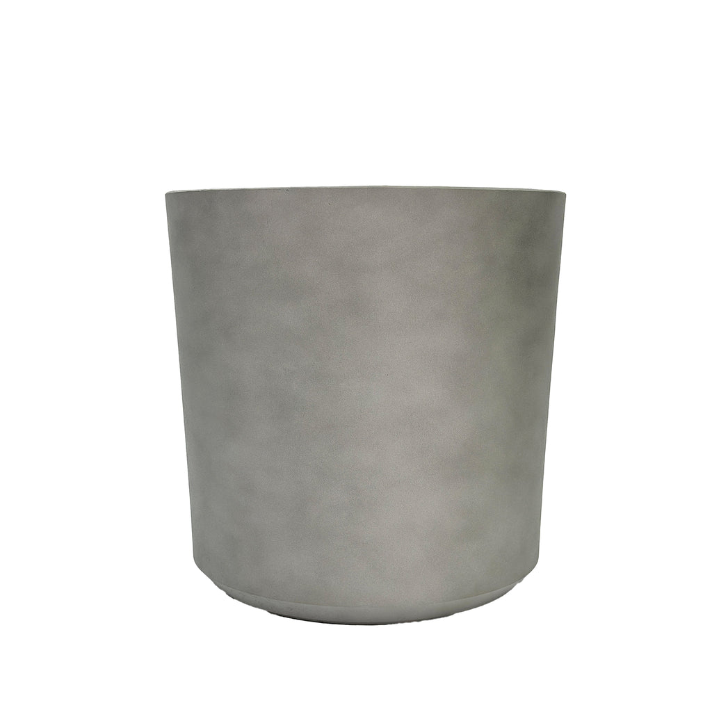 Cylindrical sage pot 35x35cm, Cement textured finish and made from light polyresin that is eco-friendly, Side view.