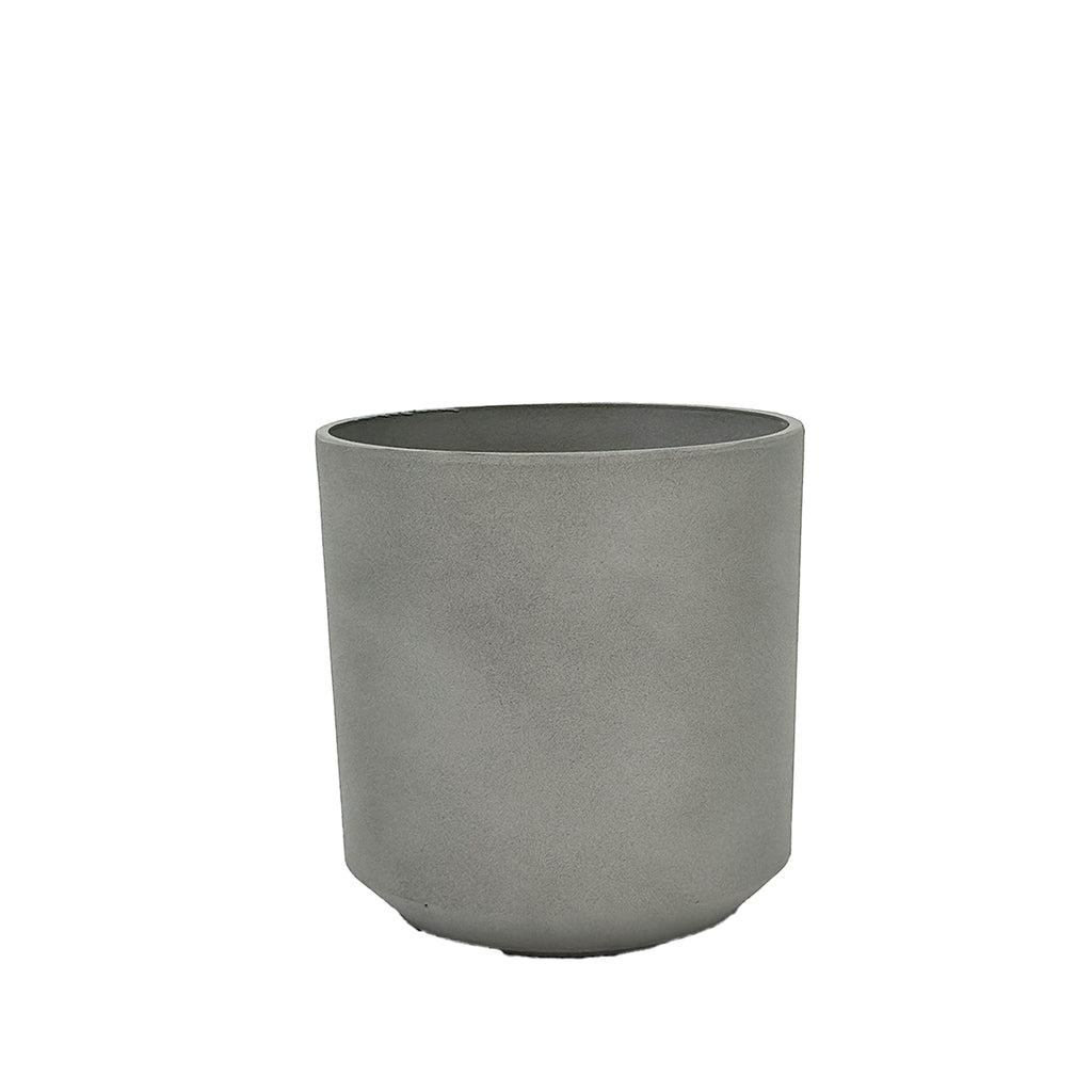Cylindrical sage pot 28x28cm, Cement textured finish and made from light polyresin that is eco-friendly.