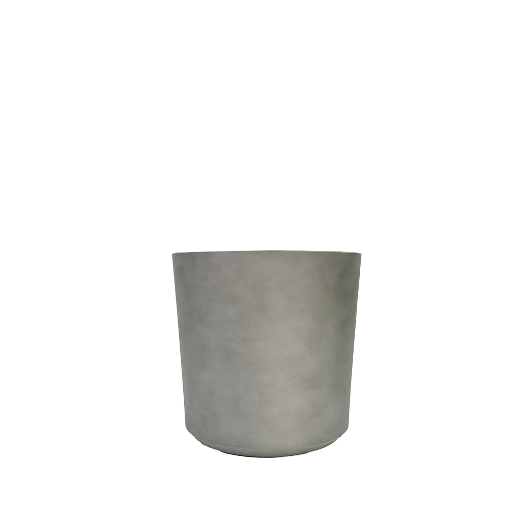 Cylindrical sage pot 21x21cm, Cement textured finish and made from light polyresin that is eco-friendly, Side view.