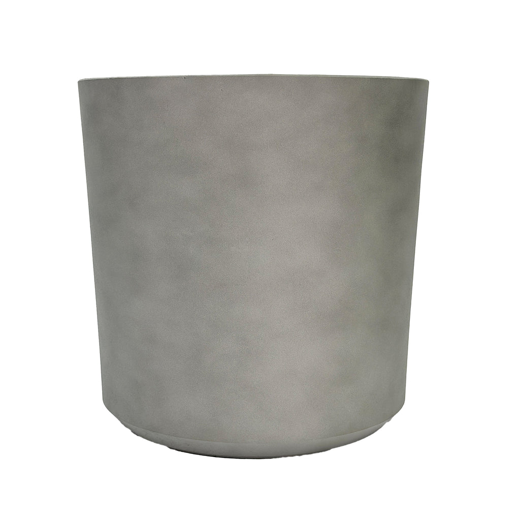 Cylindrical sage pot 43x43.5cm, Cement textured finish and made from light polyresin that is eco-friendly, Side view.