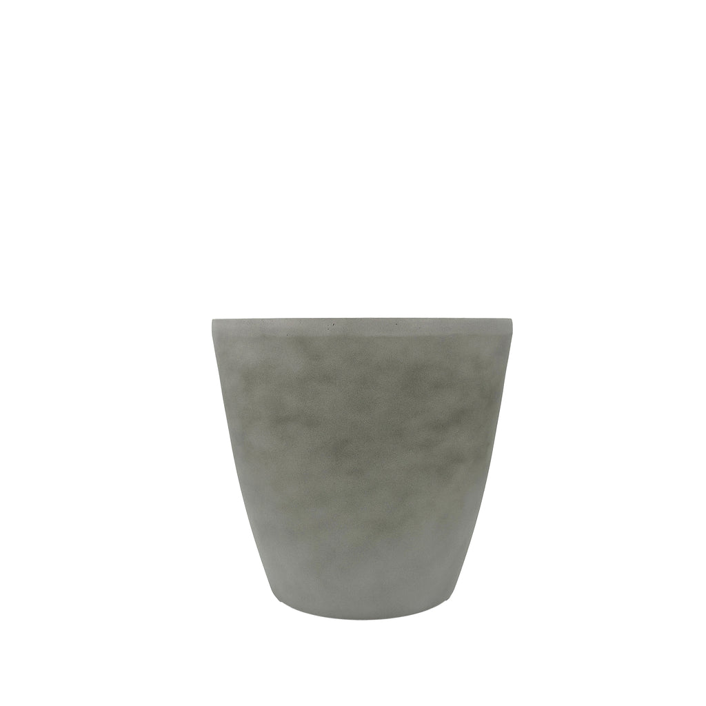 Essex Planter 28cm, Cement texture.Can be used indoors and outdoors, Fits just about anywhere, Light weight and weather resistant,Side view.