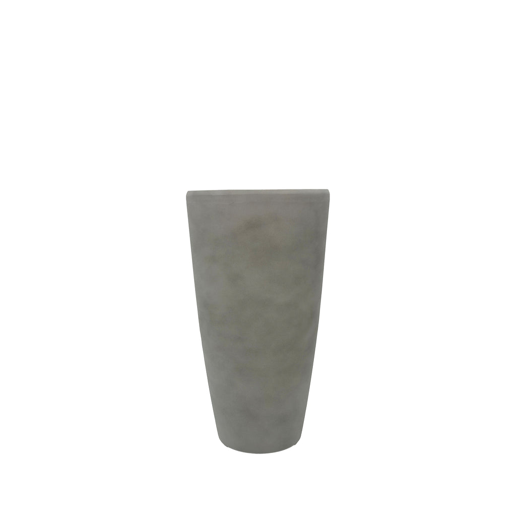 42cm Sage grey planter, Cement like finish, Small, lightweight, Eco friendly and Weather proof, Side view.