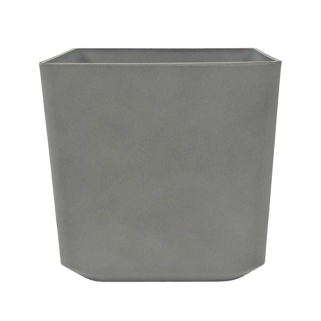 Sage Grey Cubic Planter 44x44x43cm. Eco-friendly lightweight polyresin that is weather proof.