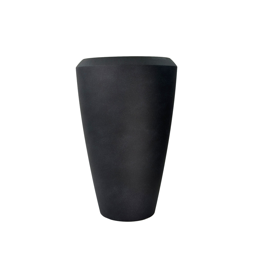 Coal Black Linford Planter 86cm. Cement-like texture, eco-friendly & lightweight., Side view 