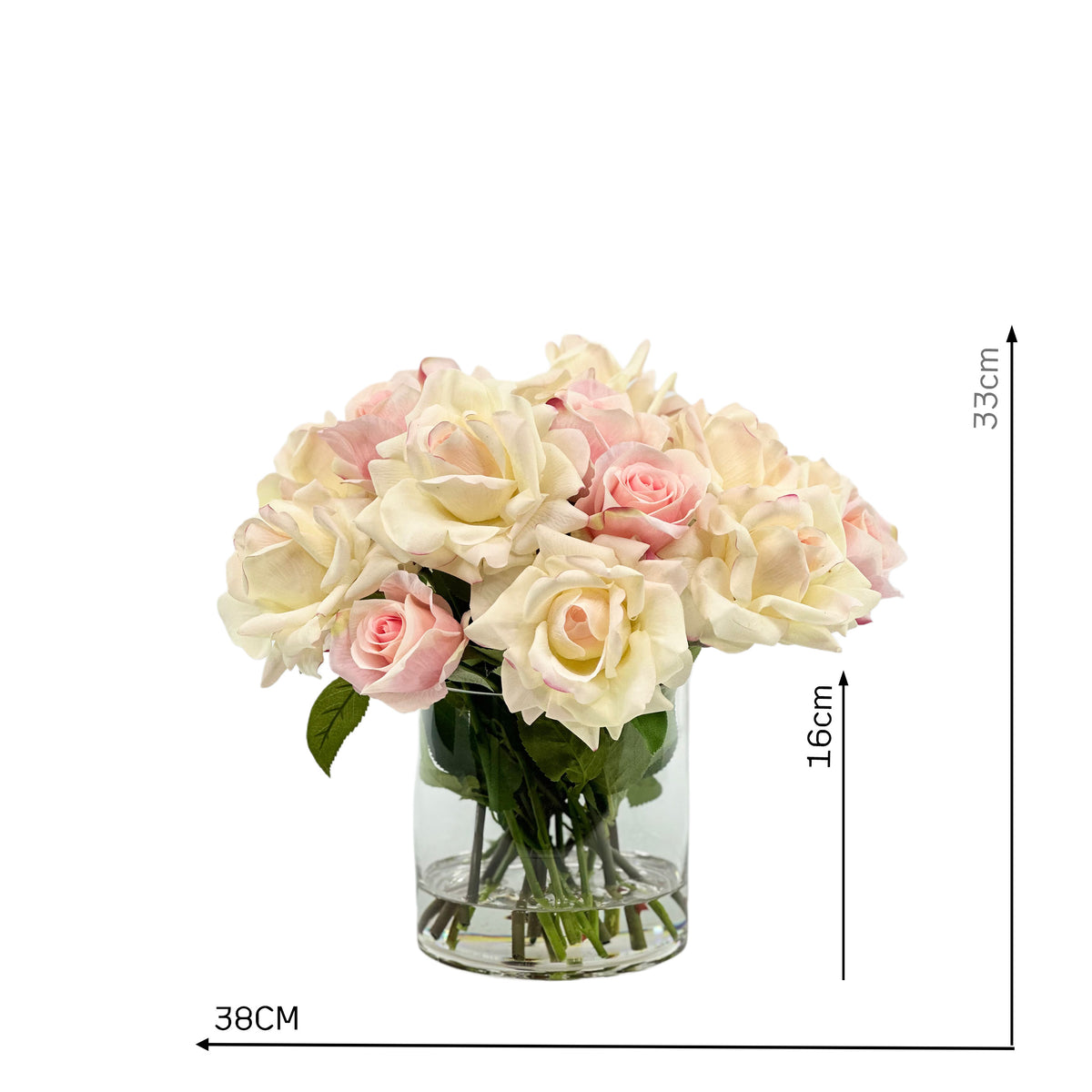 Roses Pink and White in Cylinder Vase