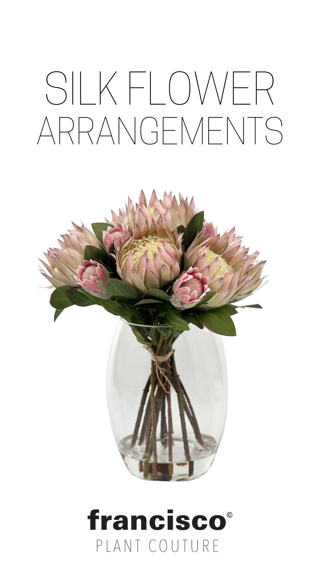 Green and Pink Protea Silk Flower Arrangement. Video showing rotating flower arrangement. Purchase from www.plantcouture.co.za