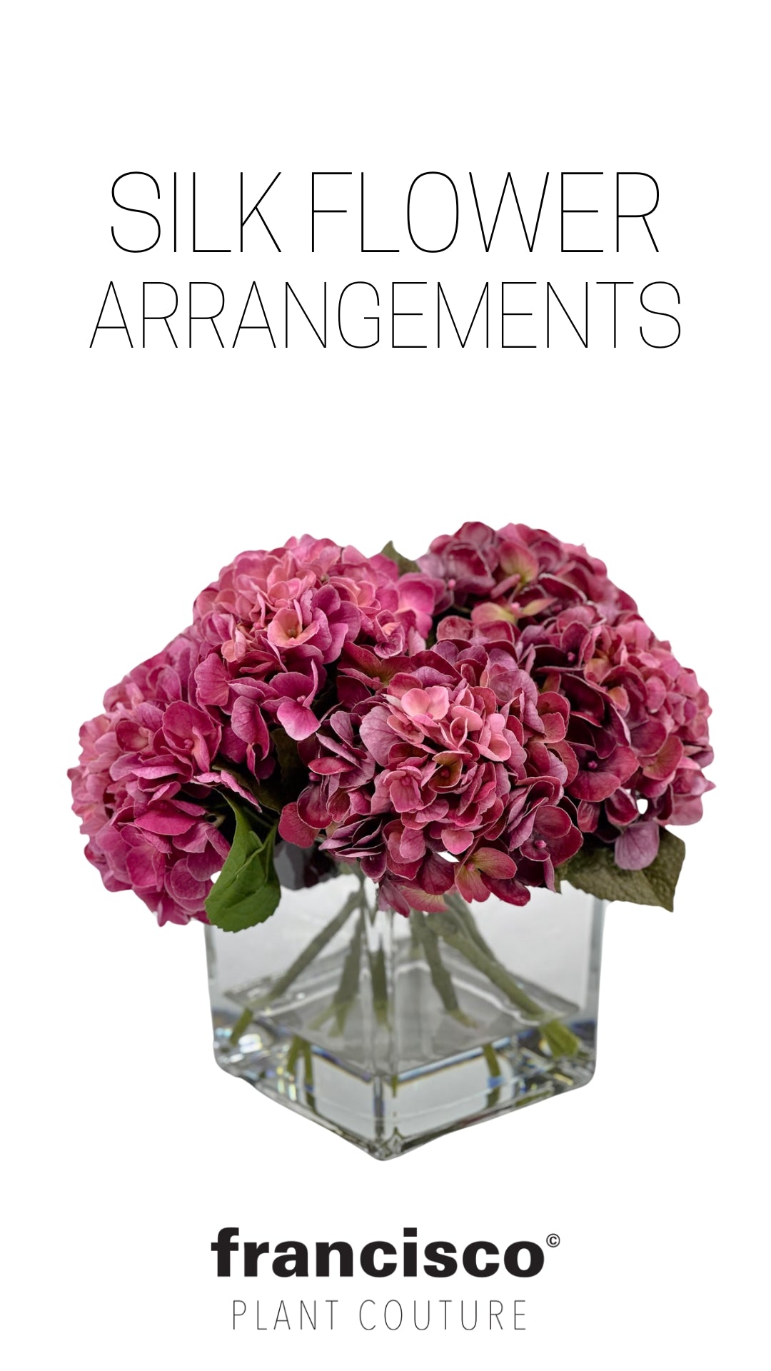 dark purple hydrangea silk flower arrangement from Plant Couture