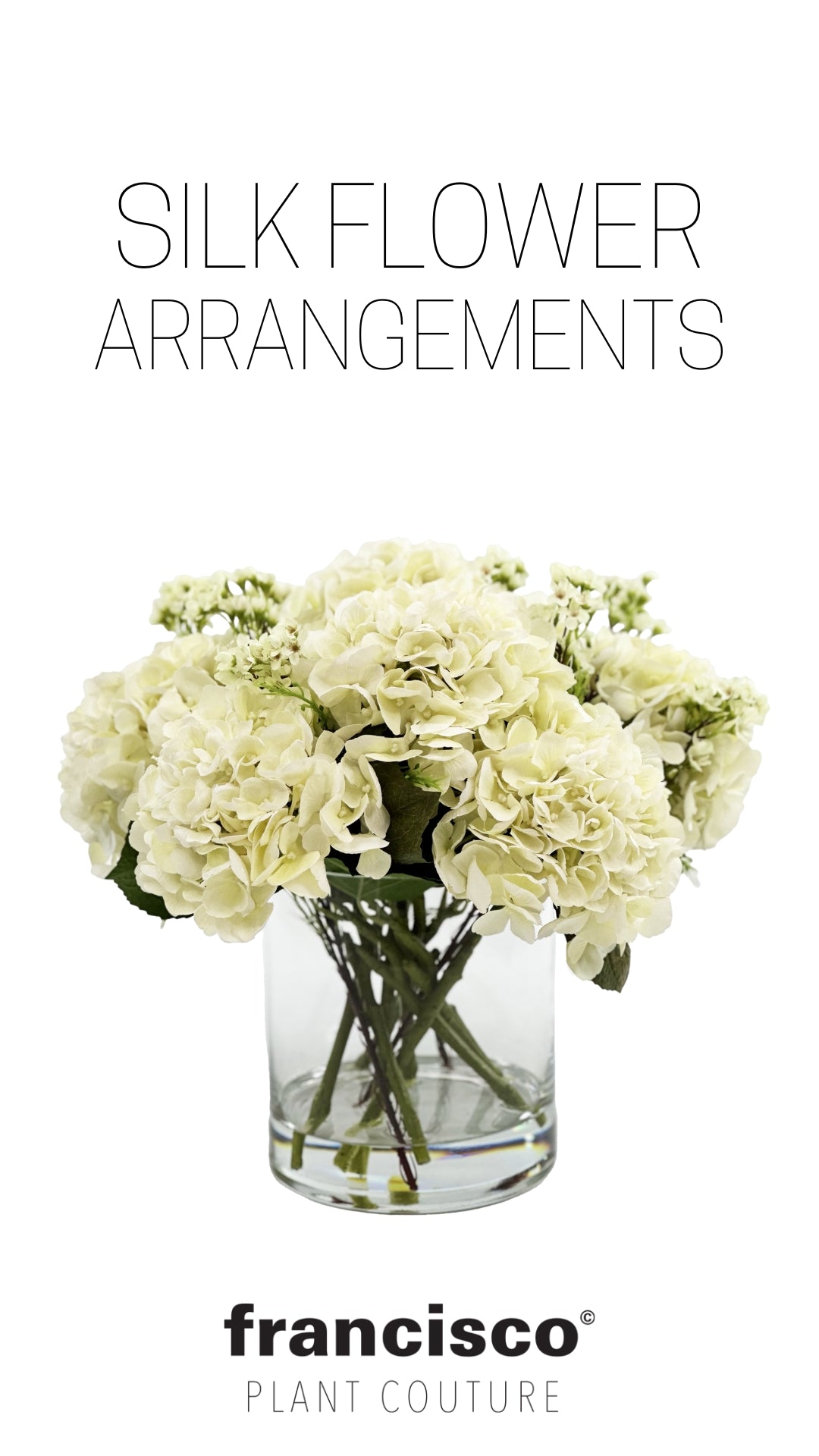 white hydrangea silk flower arrangements from Plant Couture