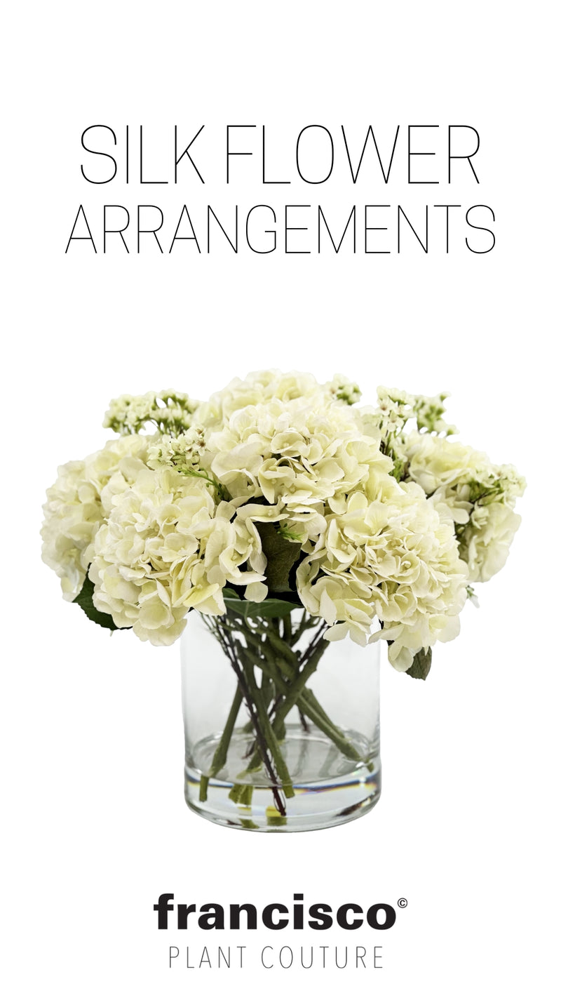 white hydrangea silk flower arrangements from Plant Couture