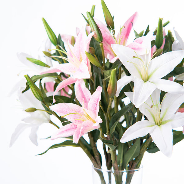Pink & White Tiger Lily Silk Flower Arrangement