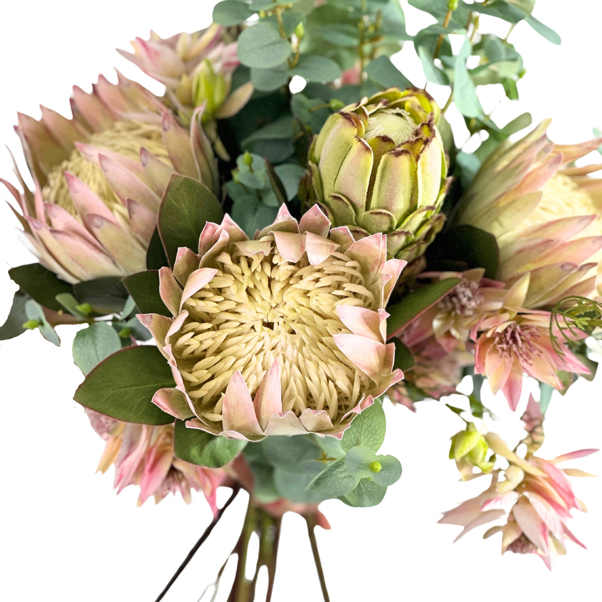 Protea Eucalyptus & Blushing Bride Tied Flower Bunch