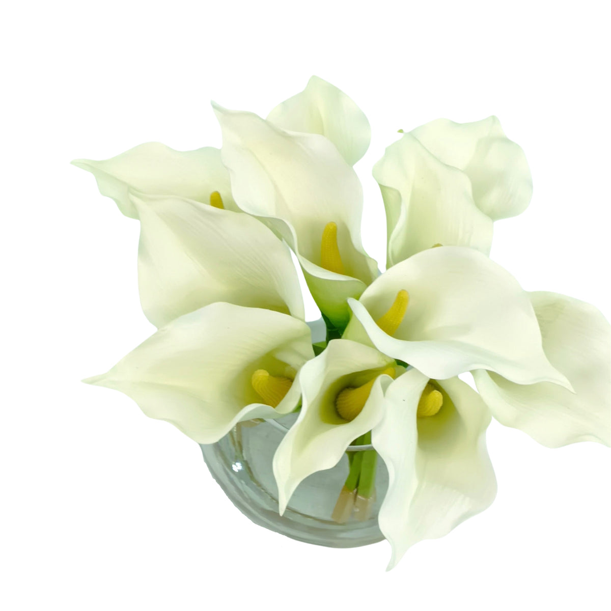 Arum Lily White Arrangement in Glass Fishbowl Vase