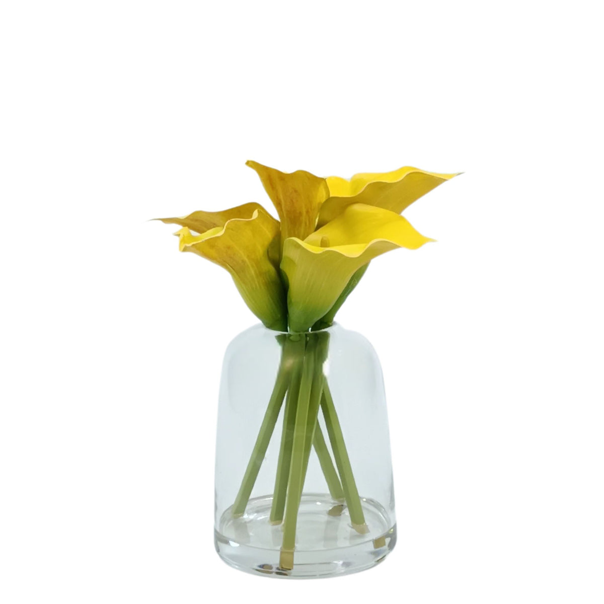 Arum Lily Yellow Arrangement in Glass Vase