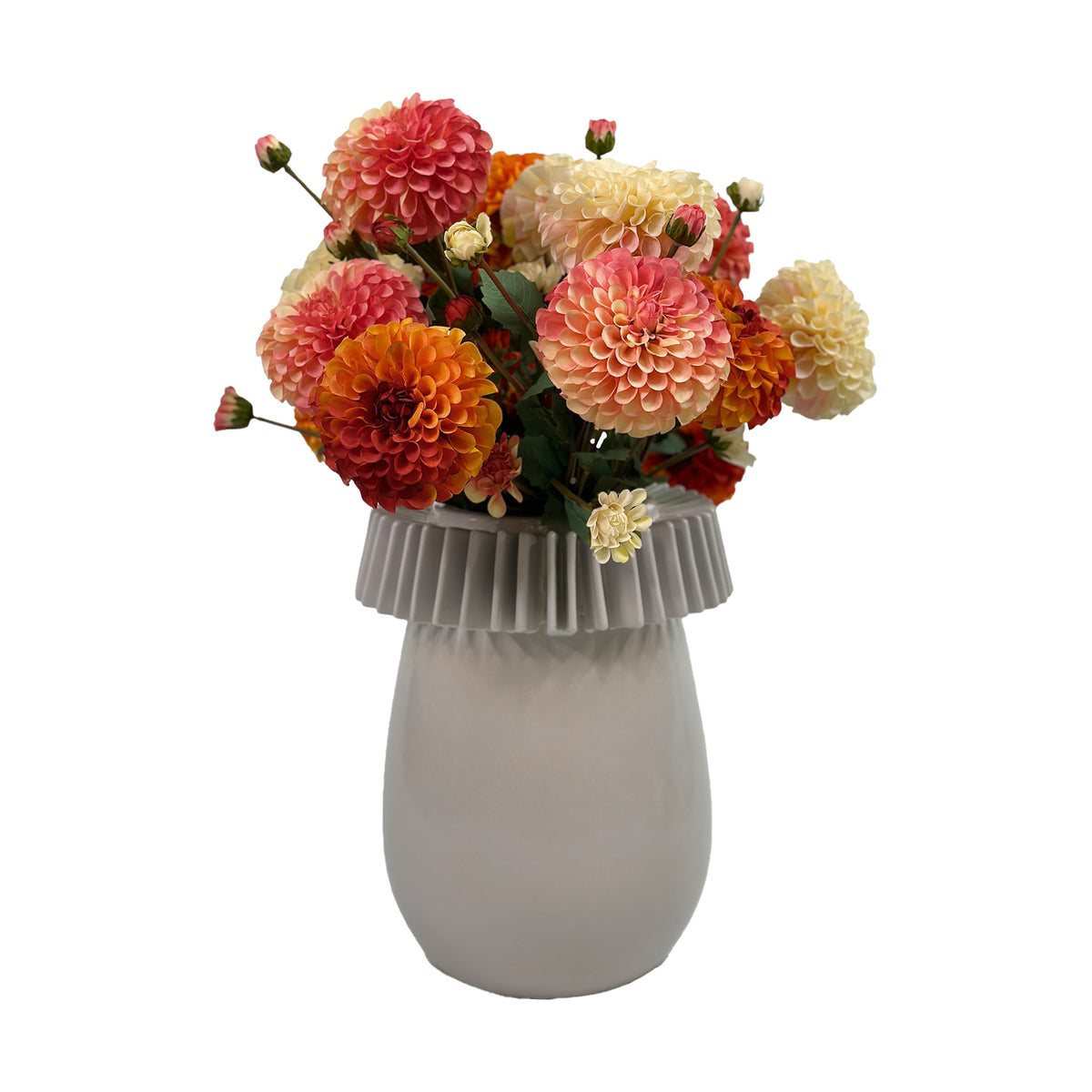 Dahlia Arrangement In Ceramic Vase