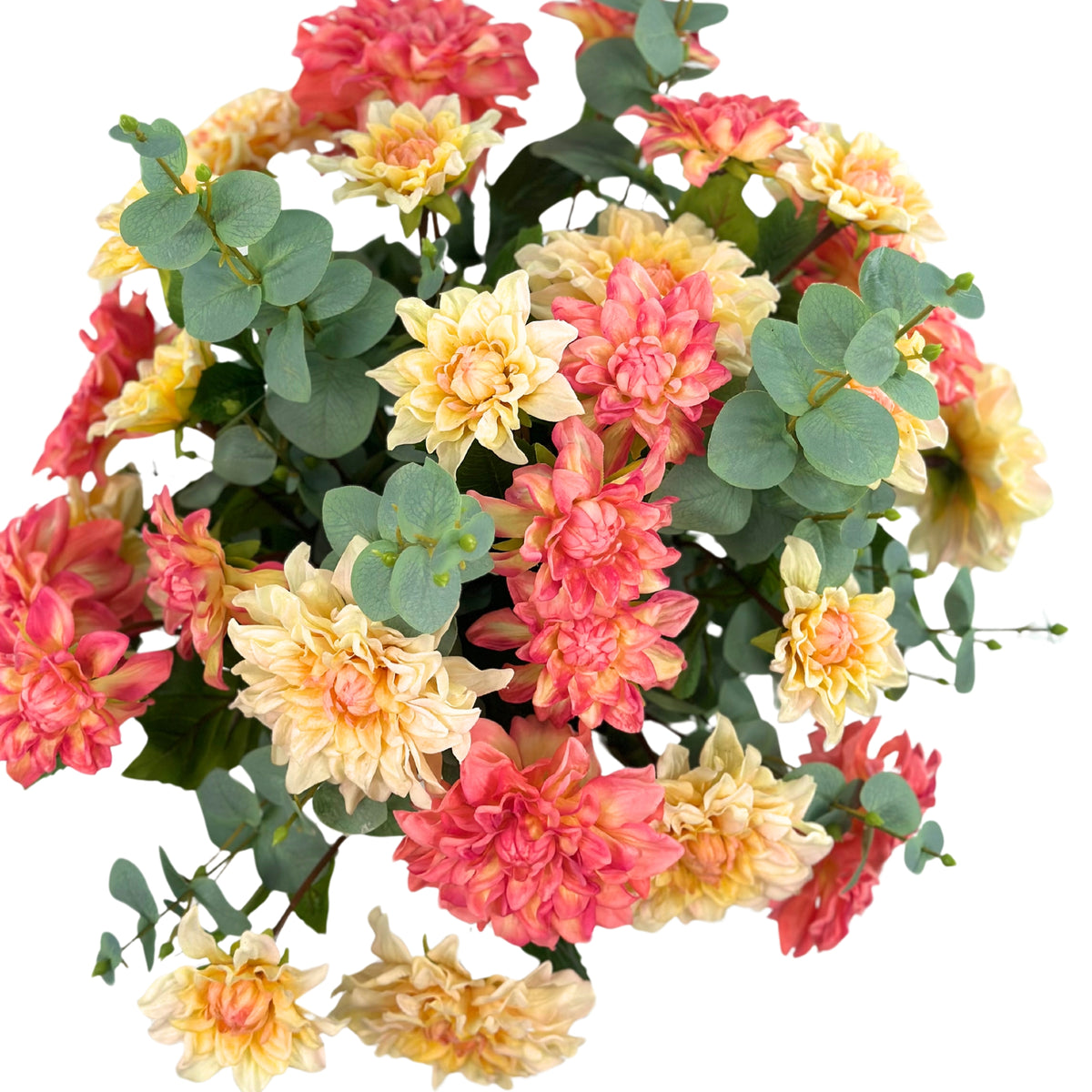 Dahlia Mixed Colours Arrangement In Tapered Glass Vase