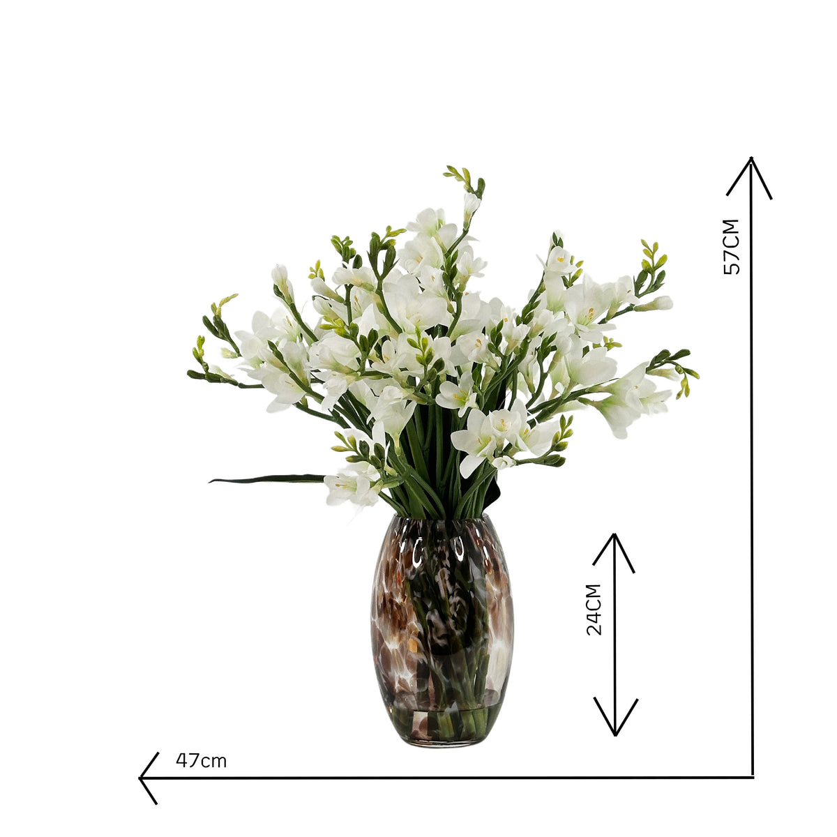 Freezia White Arrangement in Praque Art Vase