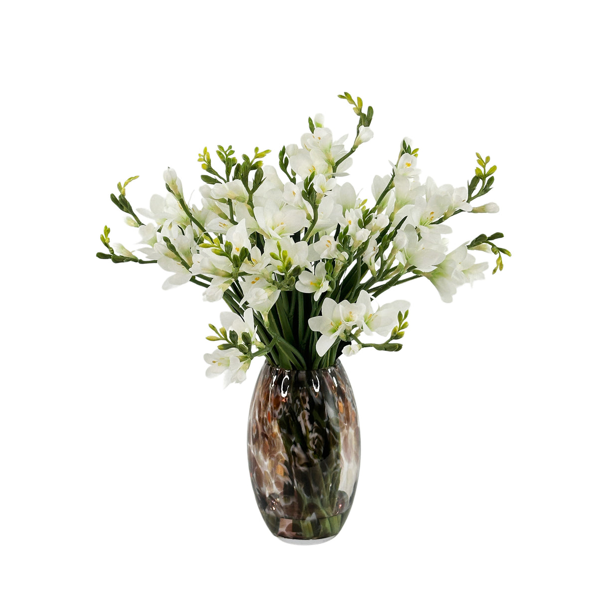 Freezia White Arrangement in Praque Art Vase