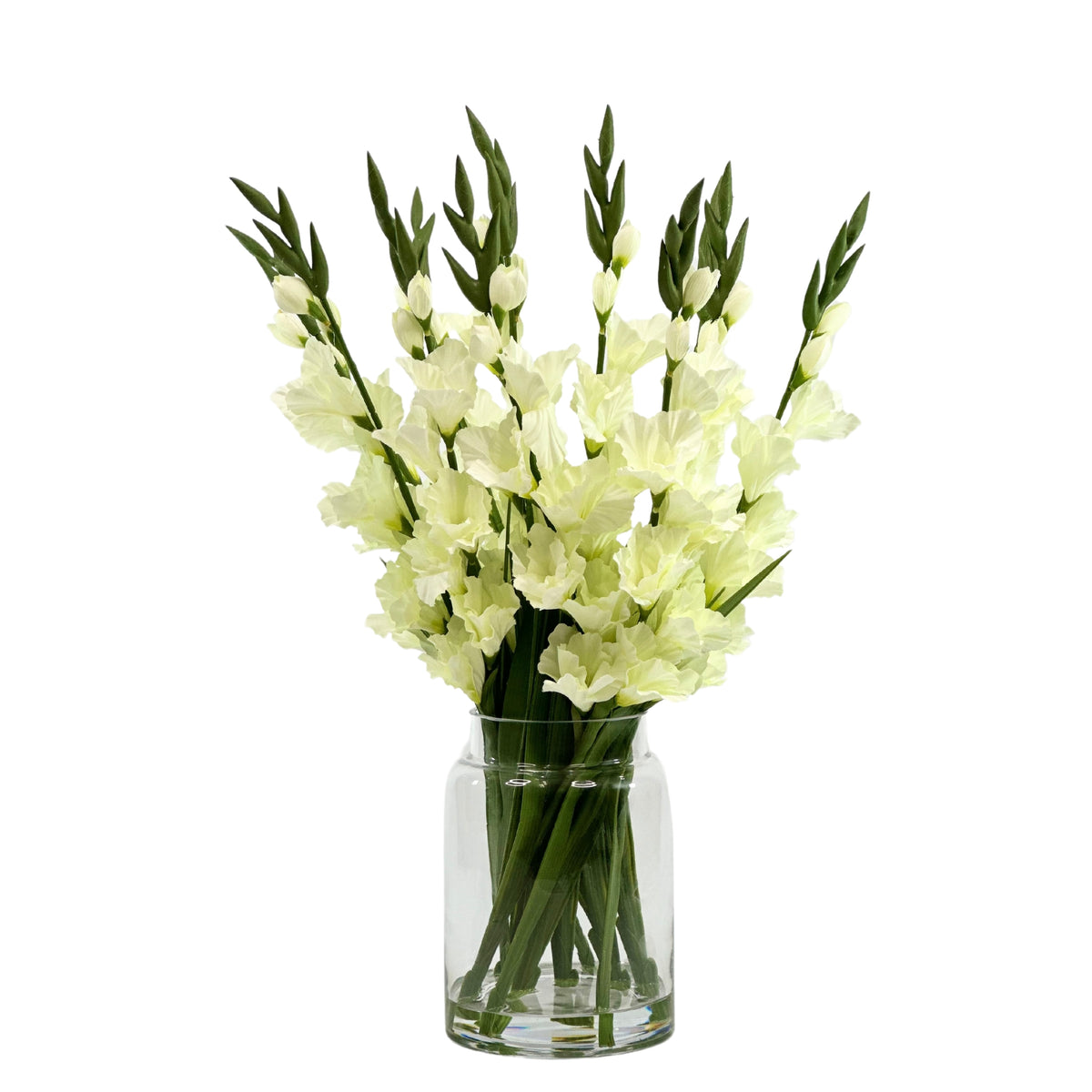 Gladiolus White in Glass Vase