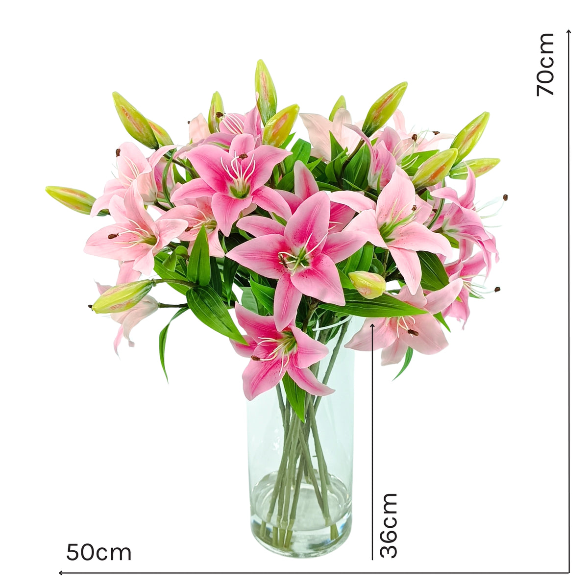 Tiger Lillies Pink Arrangement in Glass Vase