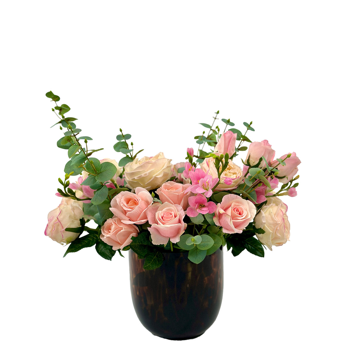 Mix Rose Arrangement In Tortoise Shell Vase