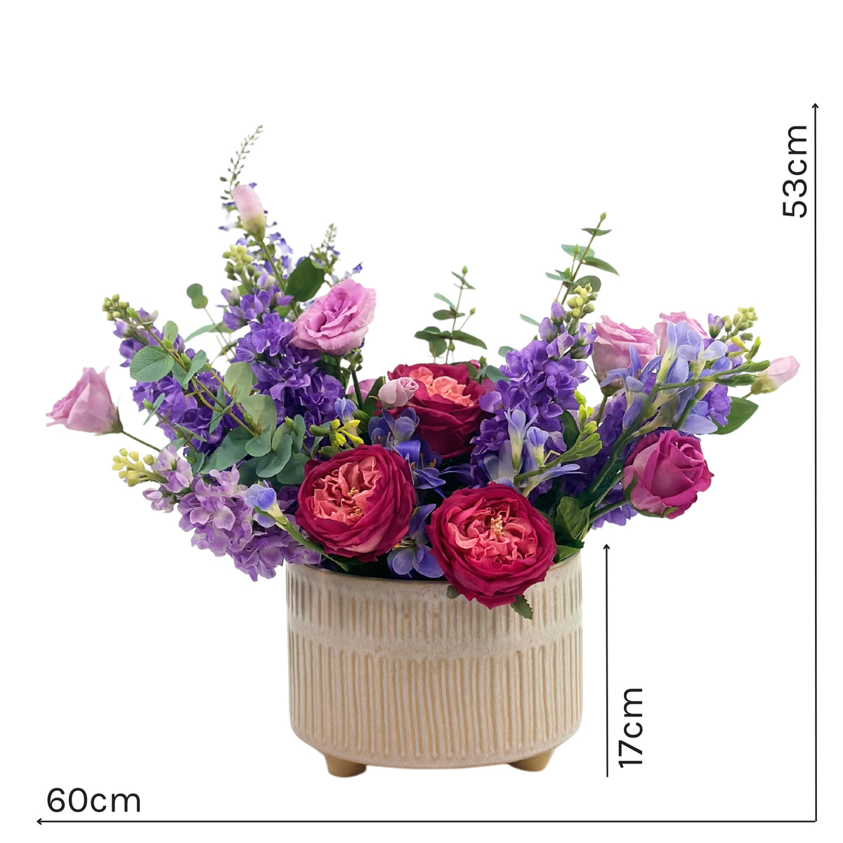 Rose Snapdragon Freezia Eucalyptus Mix Arrangement in Ceramic Planter