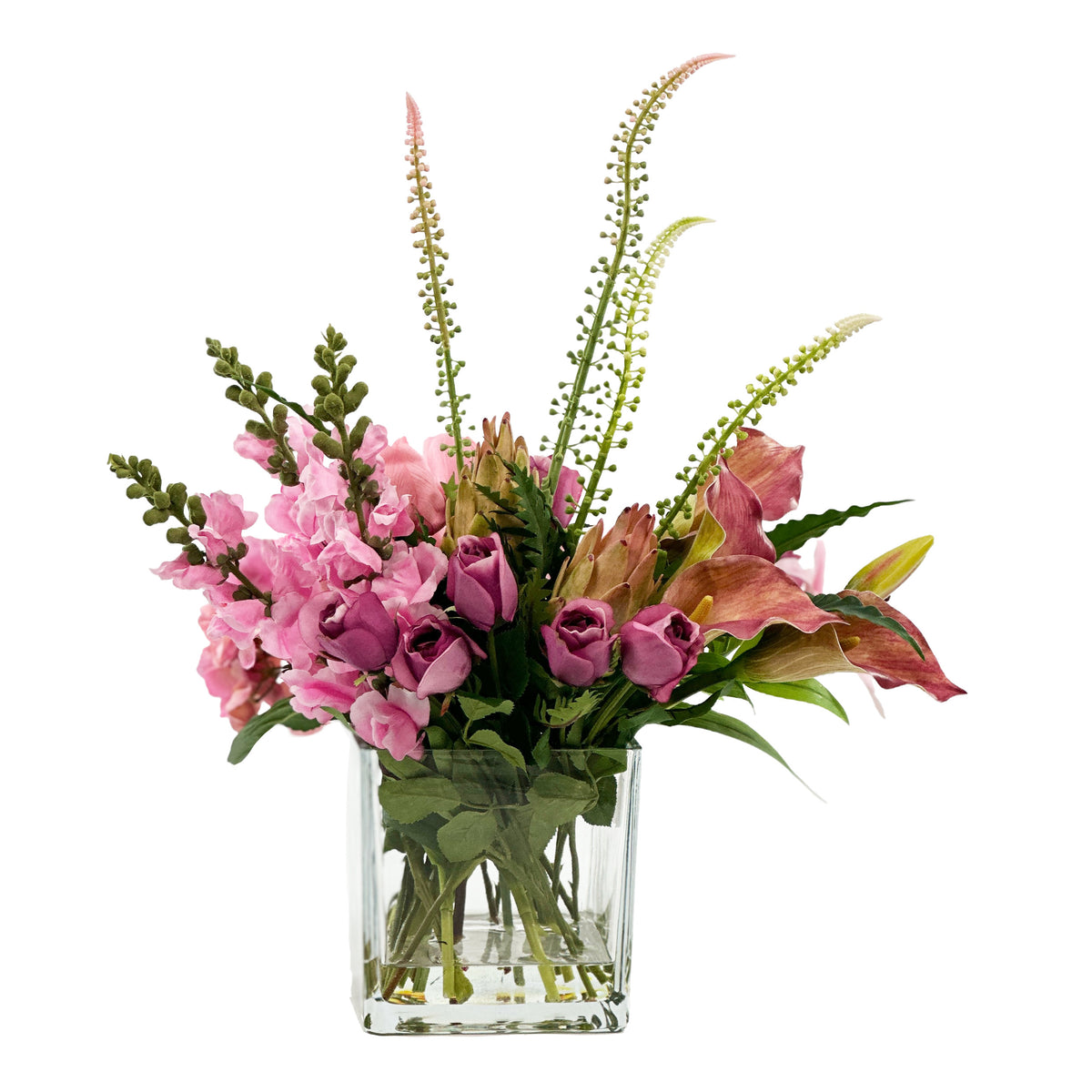 Mix Arrangement Pink Snapdragon Purple Tulip Arum Lily Rose Tiger Lily