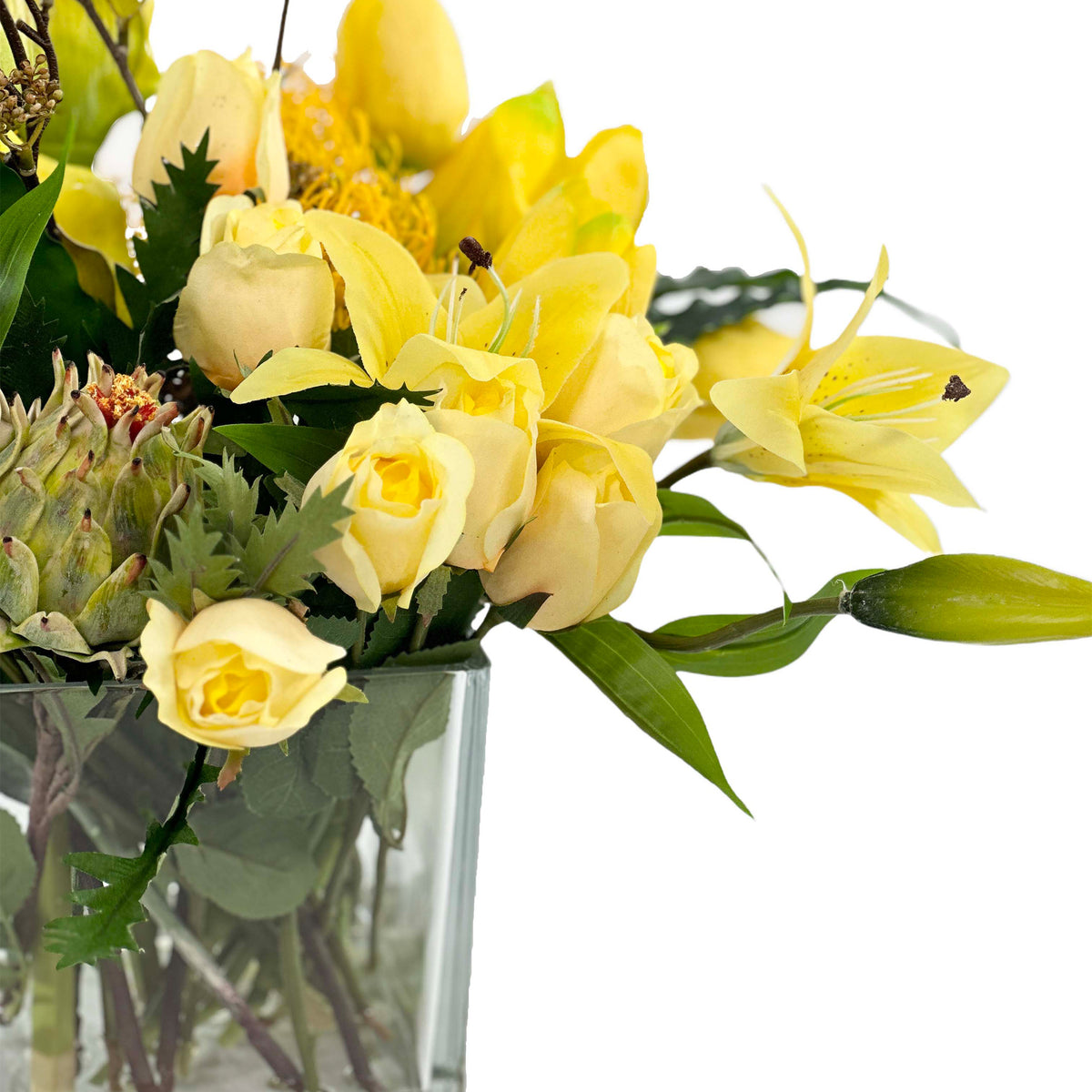 Mix Yellow Tiger Arum Lily and Rose Flower Arrangement