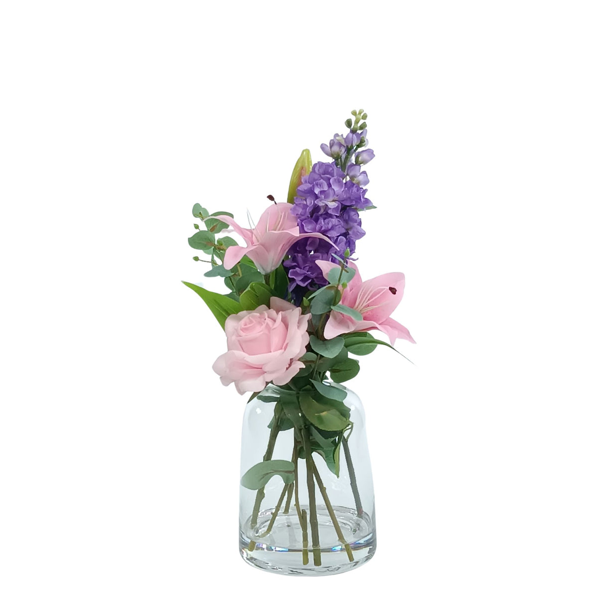 Rose Snapdragon Eucalyptus Mix SILK FLOWER Arrangement. Full view. Arrangements available from www.plantcouture.co.za