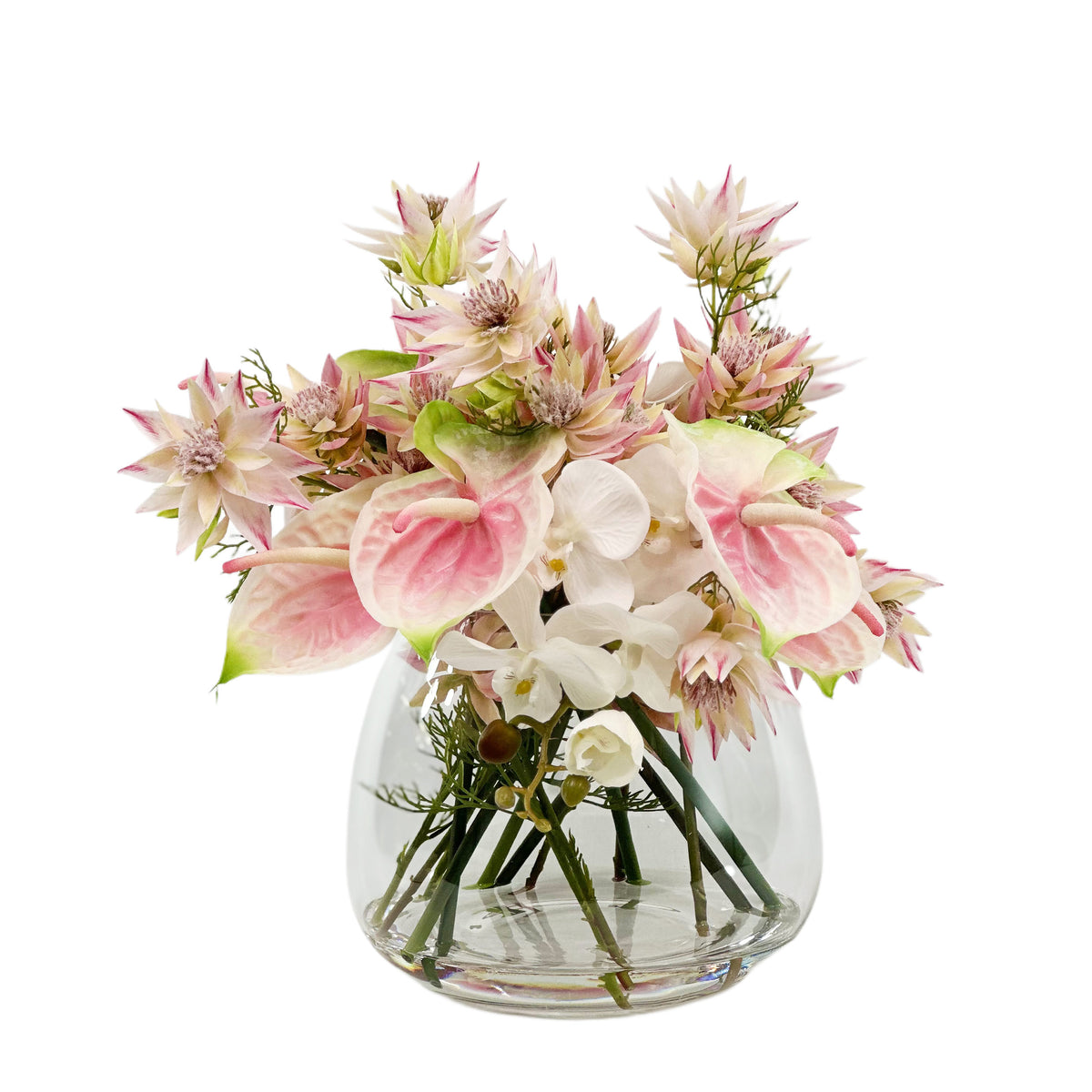 Blushing Bride, Orchid and Anthurium Arrangement  Pink in Tulip vase