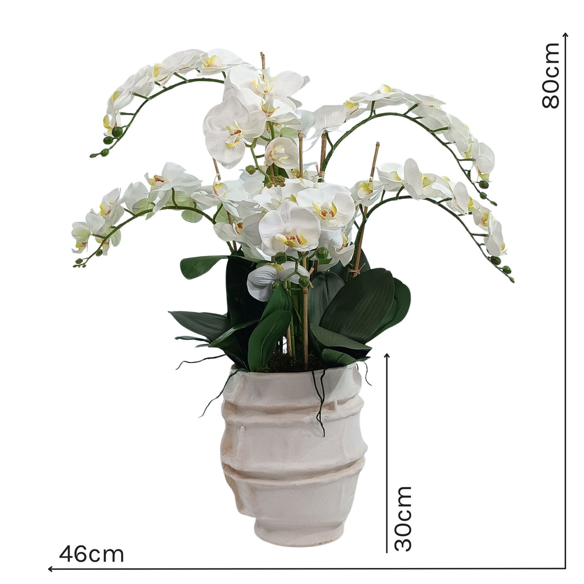 Phalaenopsis White Silk Flower Arrangement in Ceramic Vase