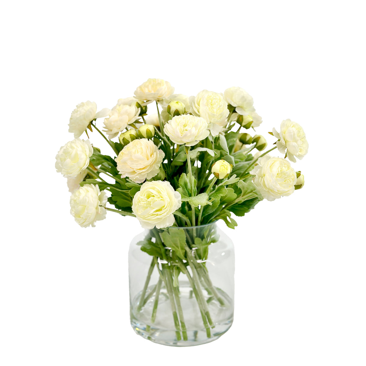Rananculus White Arrangement in Glass Vase
