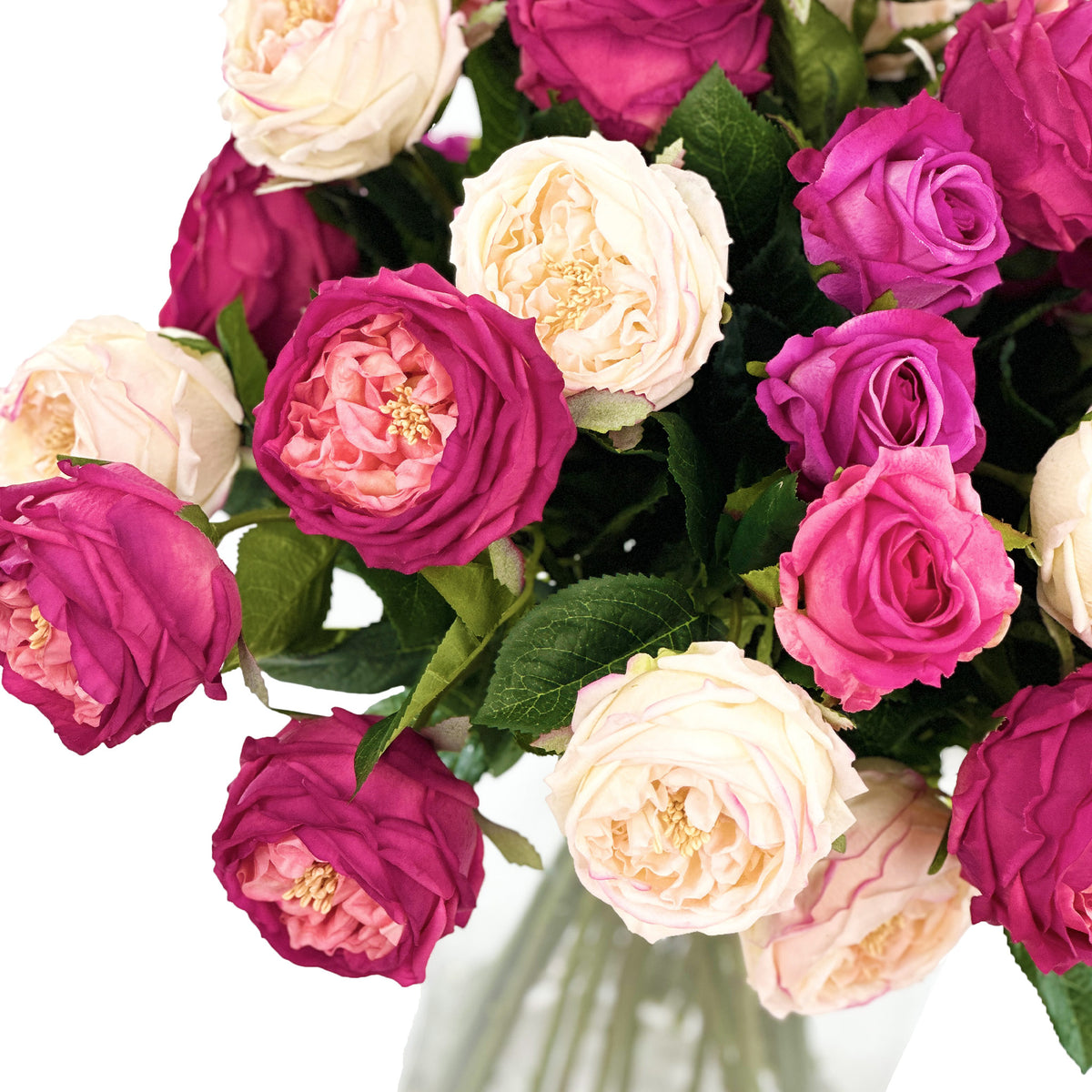 Cabbage Rose Silk Flower Arrangement