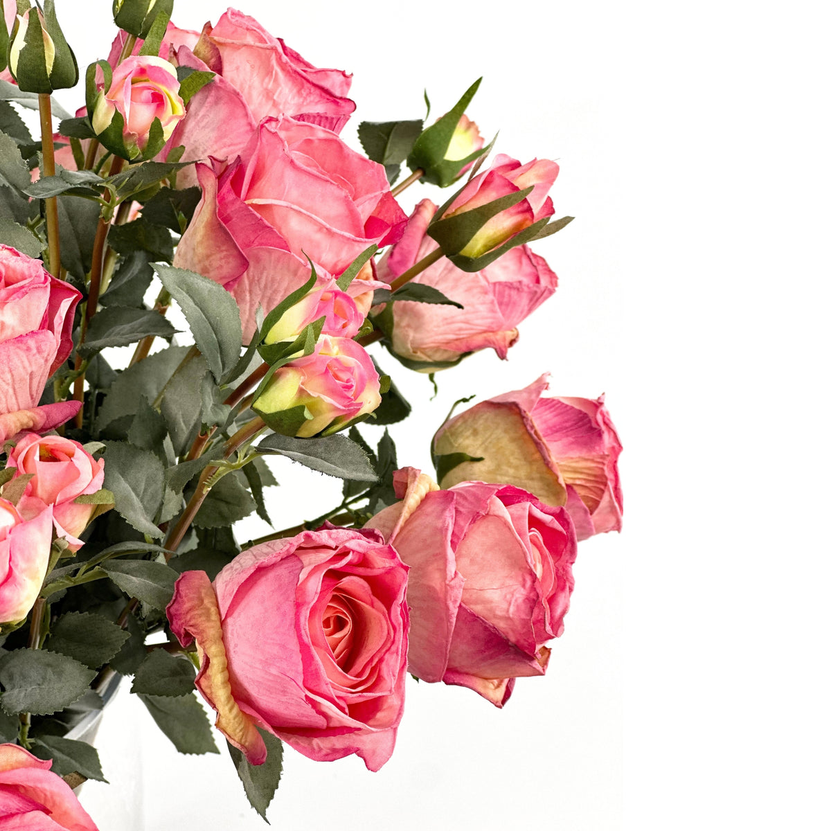 Arr Roses Roses Antique Pink in Glass Vase - Silk Flower Arrangements – Francisco ...