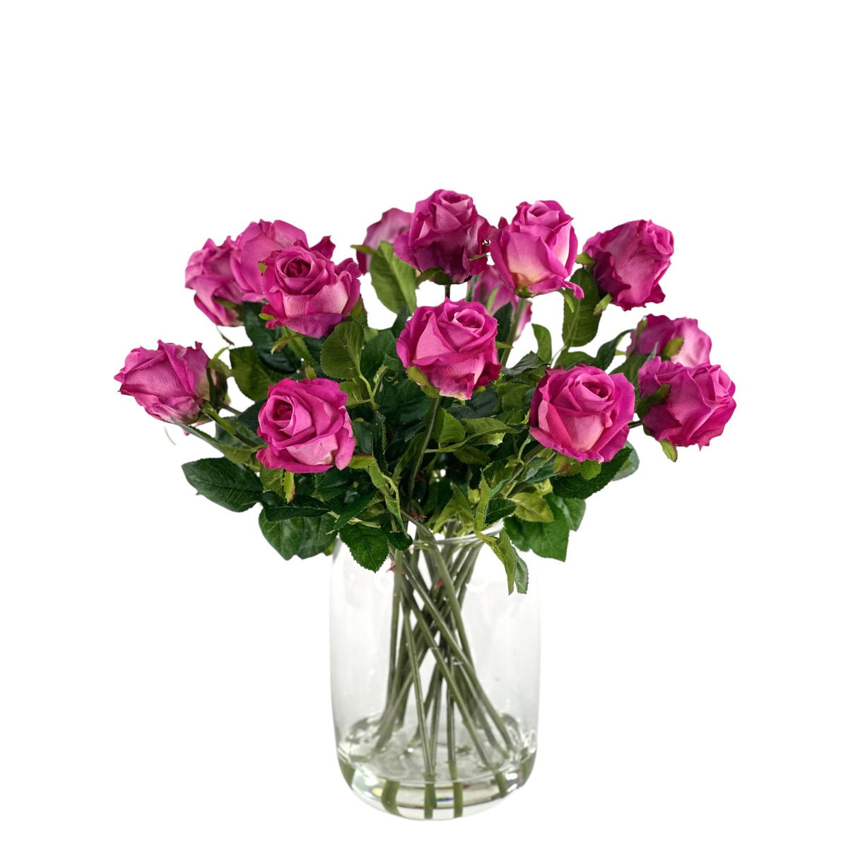 Rose Purple Arrangement in Glass Vase