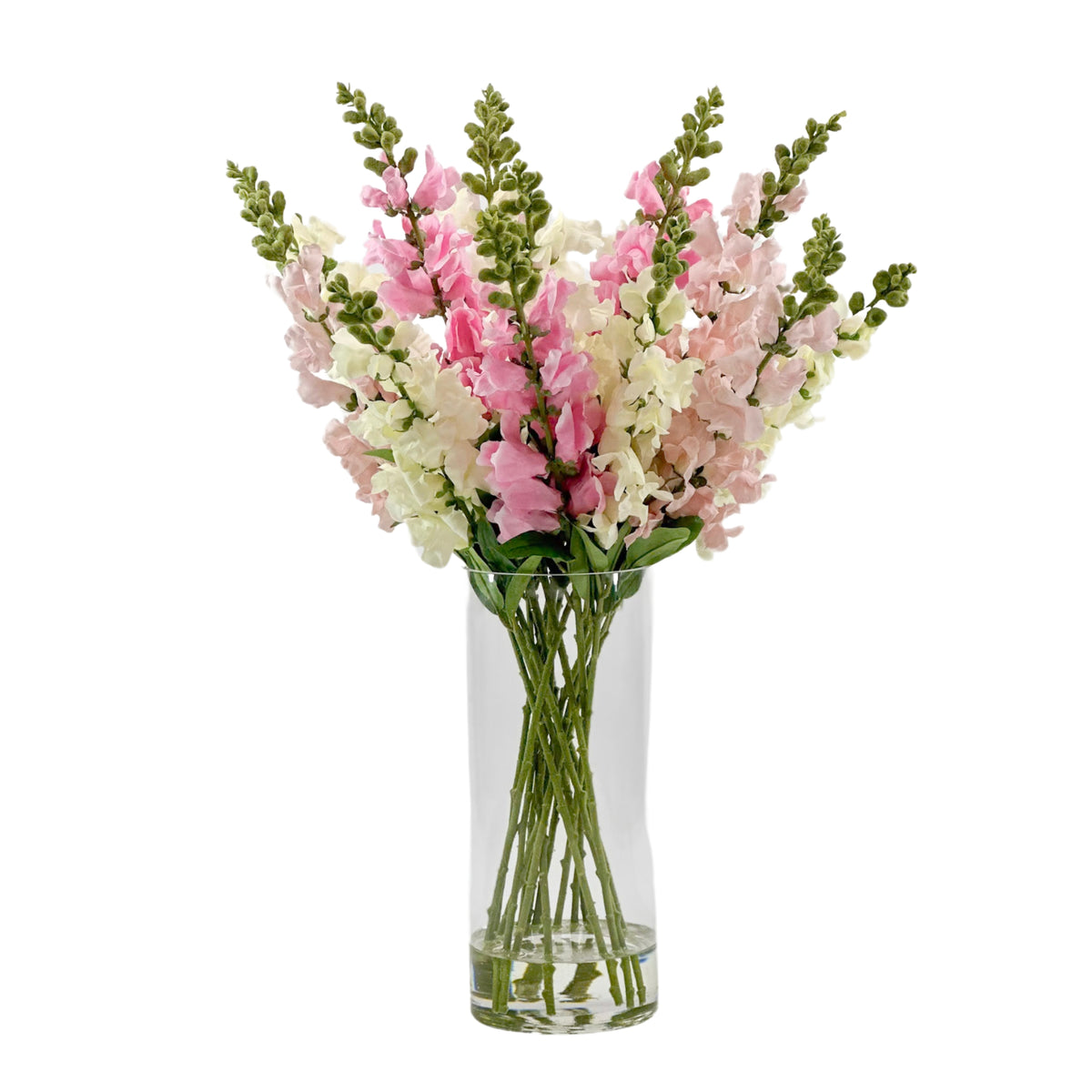 Mix Snapdragon Silk Flower Arrangement in Glass Cylinder Vase