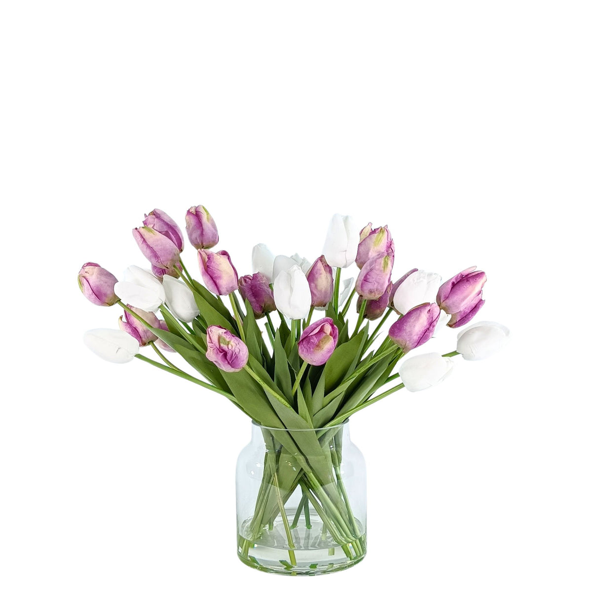 Tulip White Purple Arrangement - Small