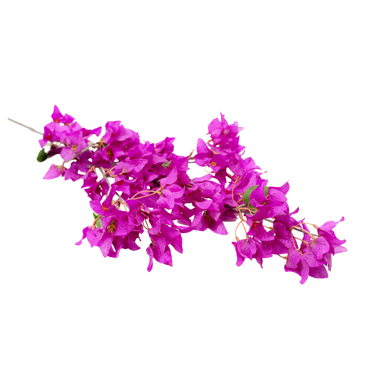 Bougainvillea Purple Silk Flower Stem - 115cm. Lying down view. Available from Plant Couture.