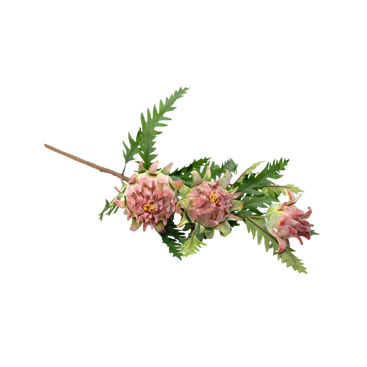 Artichoke Pink Bush Silk Flower Stem - 58cm