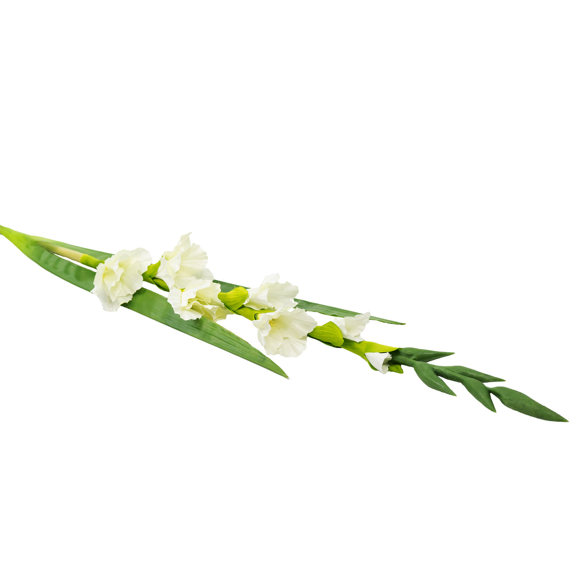 Gladiolus White Silk Flower Stem - 120cm