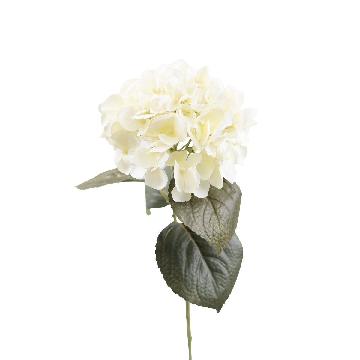 Hydrangea White Real Touch Silk Flower Stem - 65cm