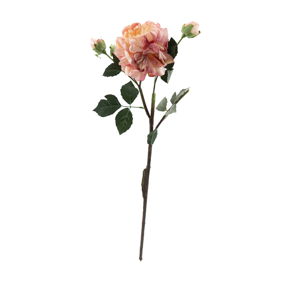 Peony Cream Pink Silk Flower Stem - 65cm